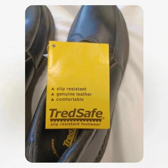 TredSafe Black Slip On Laceless Easy Twin Gore Leather Anti Slip Shoes Size 14 - Picture 7 of 9